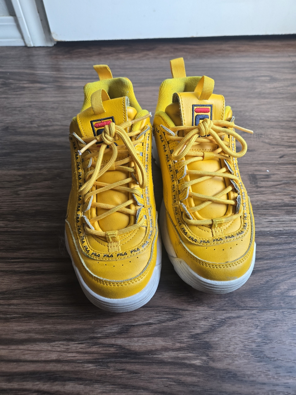 Fila Yellow Women's Low-Top Sneakers with Logo Trim